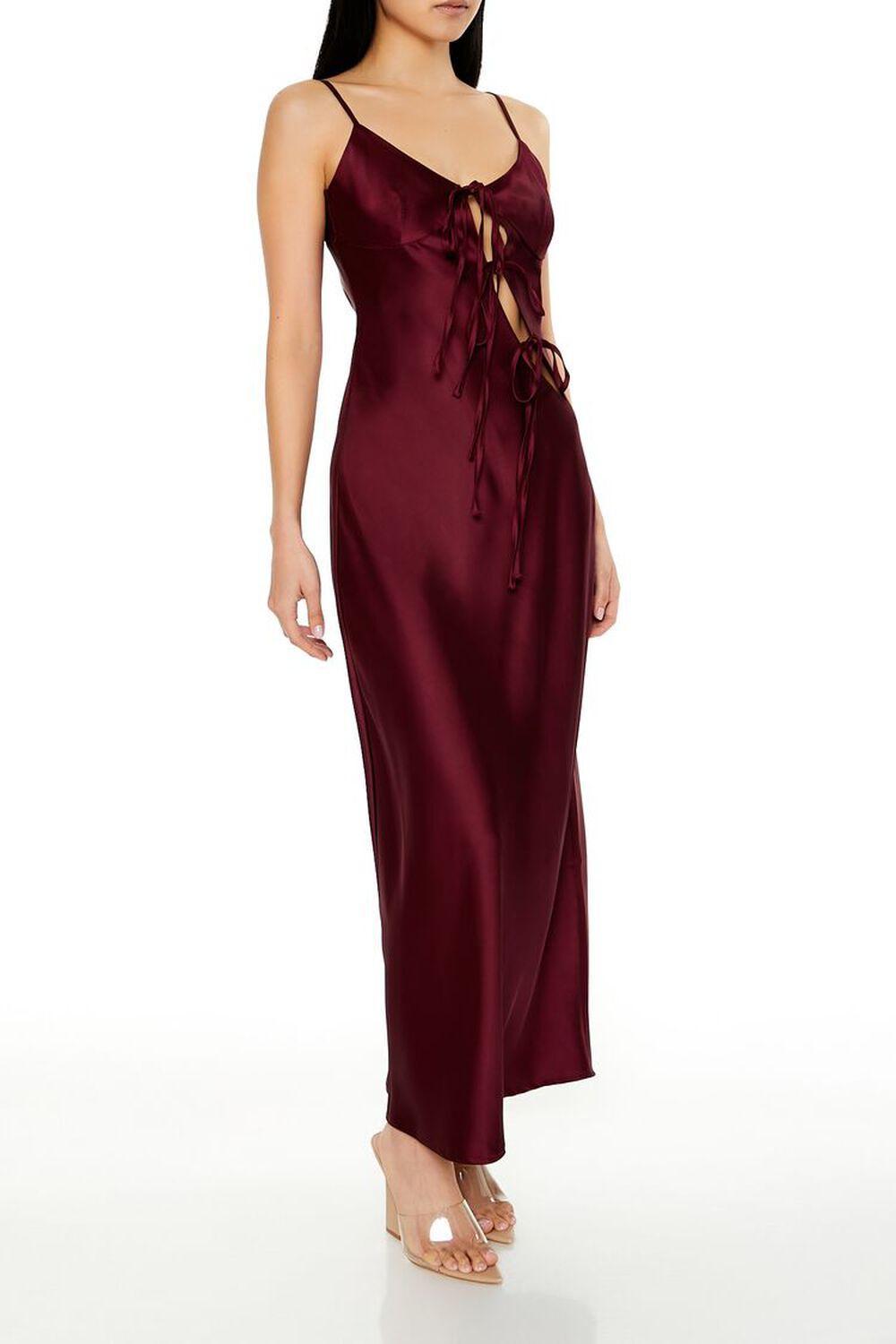 Satin Tie-Front Maxi Slip Dress | Forever 21 Product Image