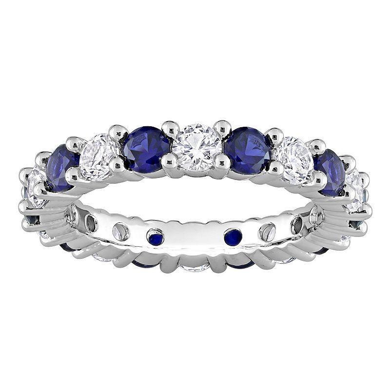 Stella Grace Sterling Silver Lab-Created Blue & White Sapphire Eternity Ring, Womens Product Image