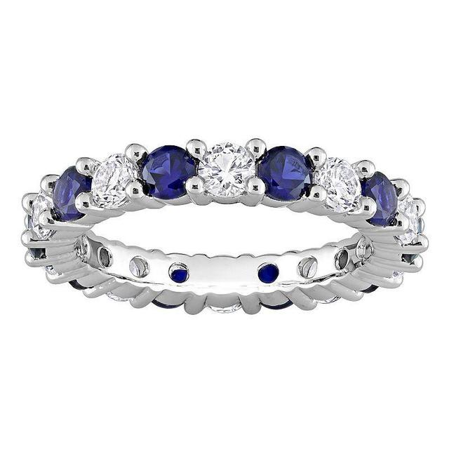 Stella Grace Sterling Silver Lab-Created Blue & White Sapphire Eternity Ring, Womens Product Image