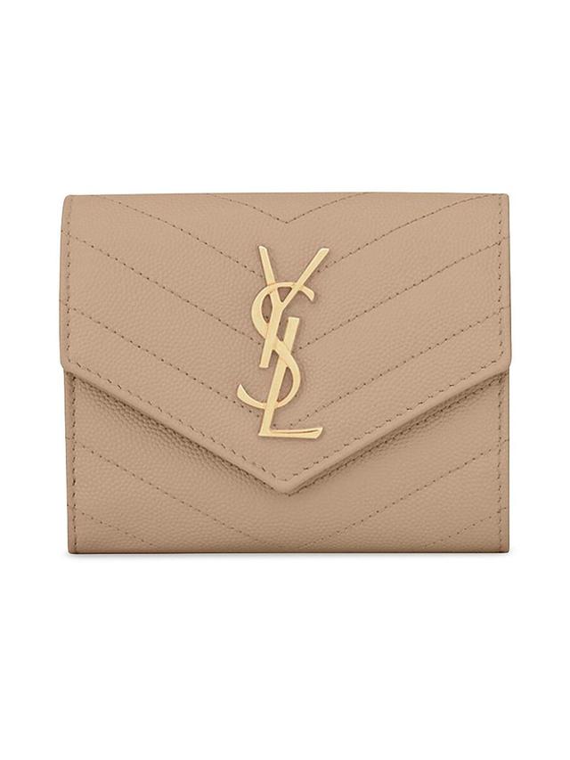 Womens Cassandre Matelass Compact Tri Fold Wallet In Grain De Poudre Embossed Leather Product Image