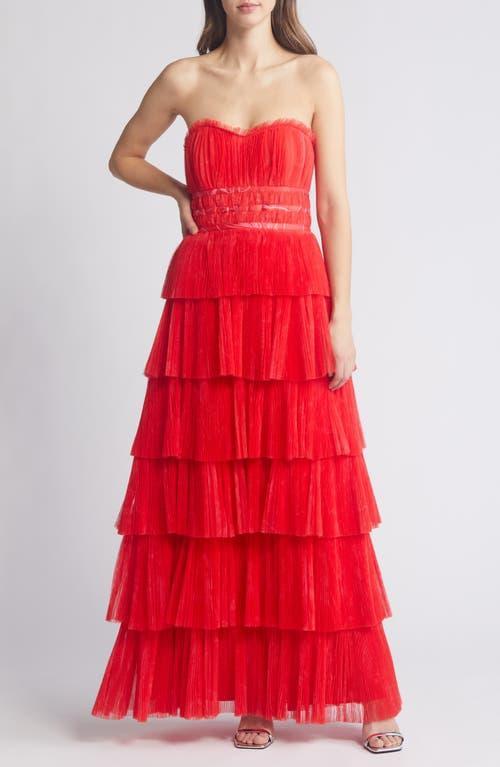 Womens Evi Tulle Ruffled Strapless Gown Product Image