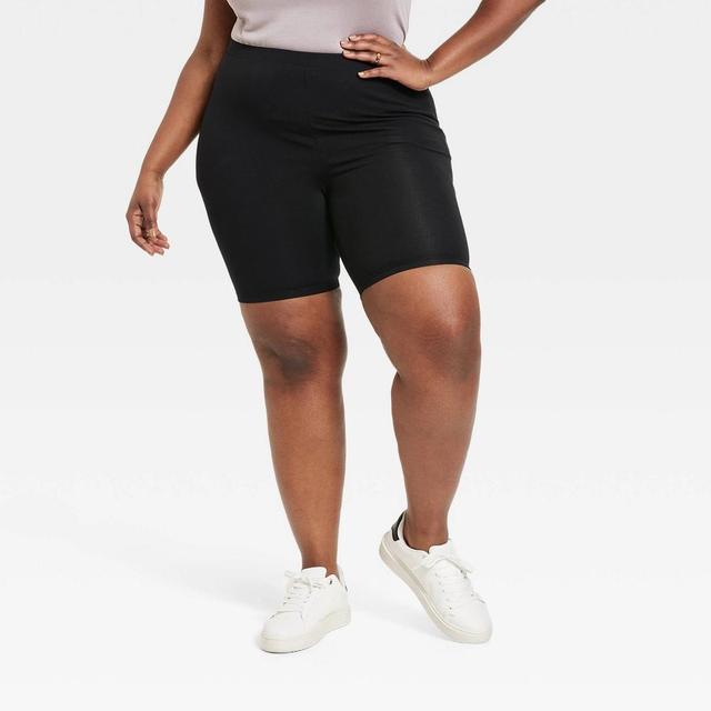 Women's High-Waisted Bike Shorts - Ava & Viv™ Black 2X Product Image