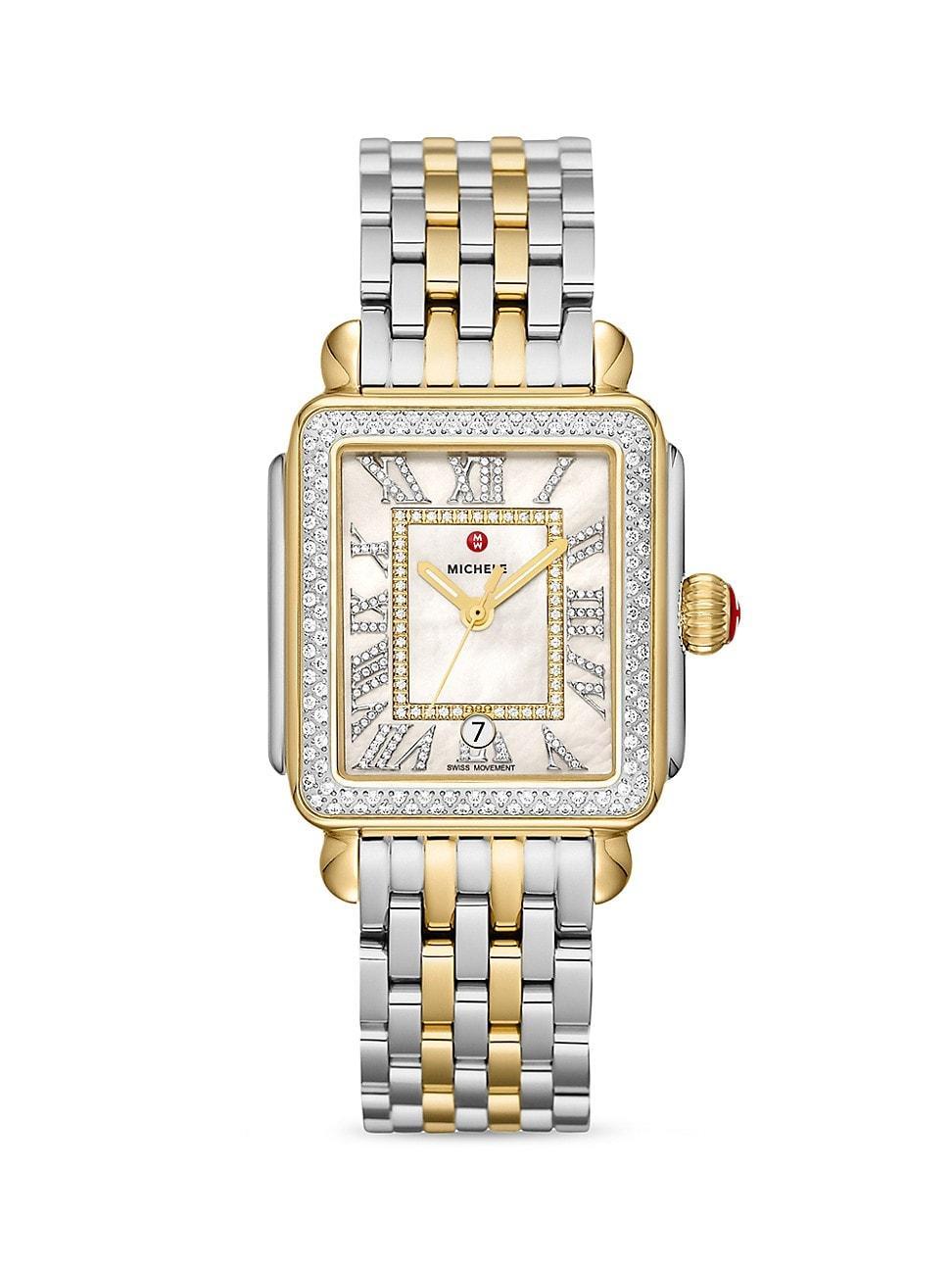 Womens Deco Madison Two-Tone Stainless Steel & Diamond Bracelet Watch Product Image