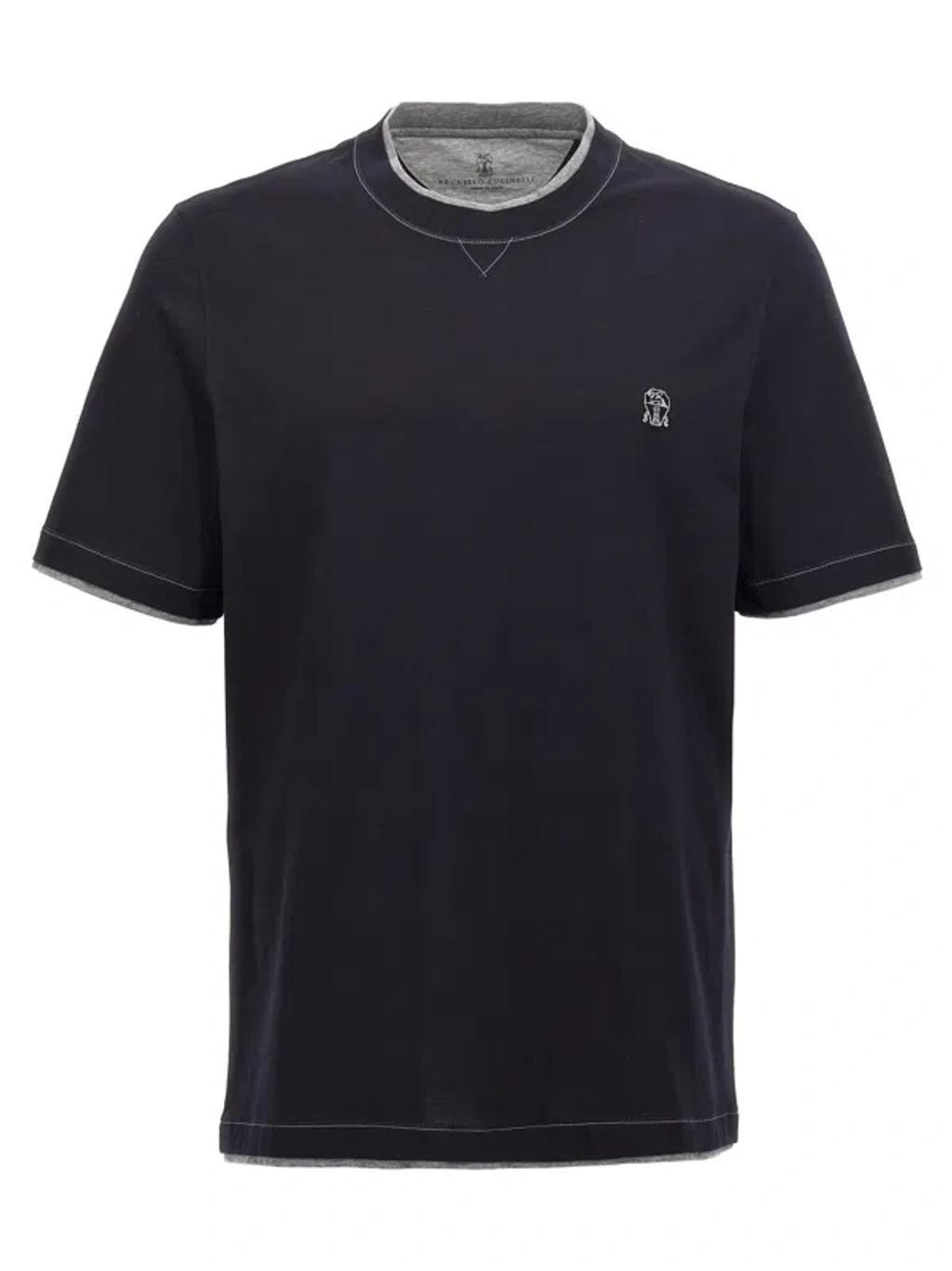 BRUNELLO CUCINELLI Layered T-shirt Blue Product Image