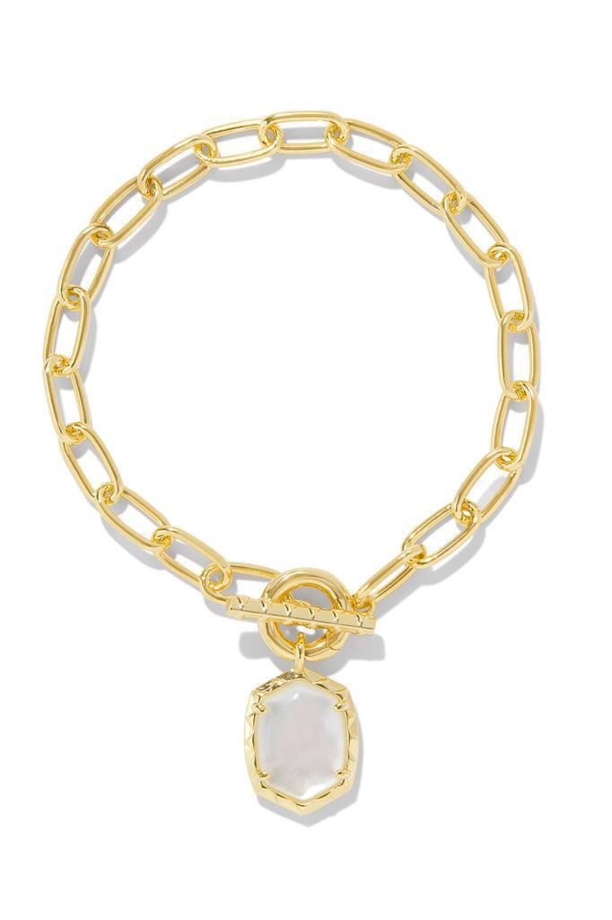 Daphne Link And Chain Bracelet Gold Ivory Mother Of Pearl Product Image