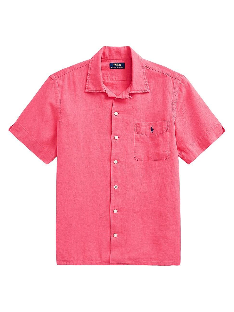 Men's Classic-fit Linen-cotton Camp Shirt In Beach Royal Product Image