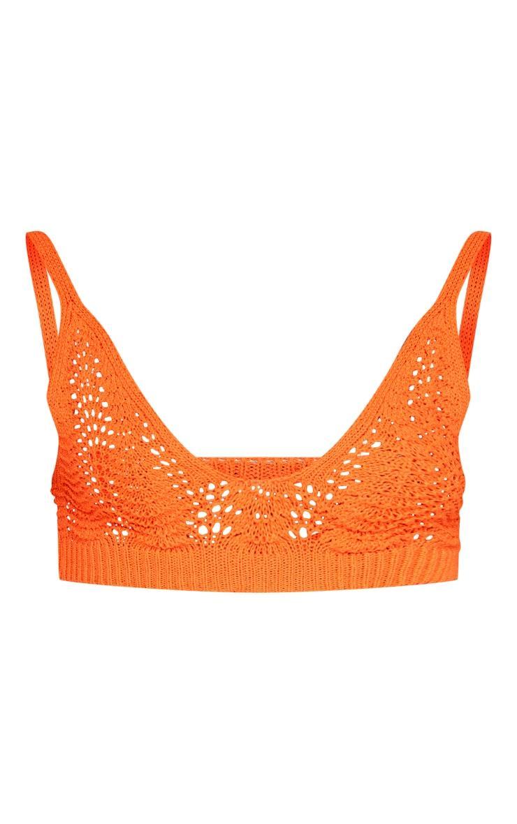 Orange Crochet Plunge Neck Bralet Product Image