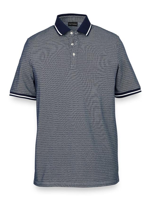 Cotton Blend Three Button Polo - Navy Product Image