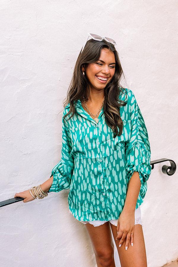 Sweetest Gesture Button Up In Turquoise Product Image