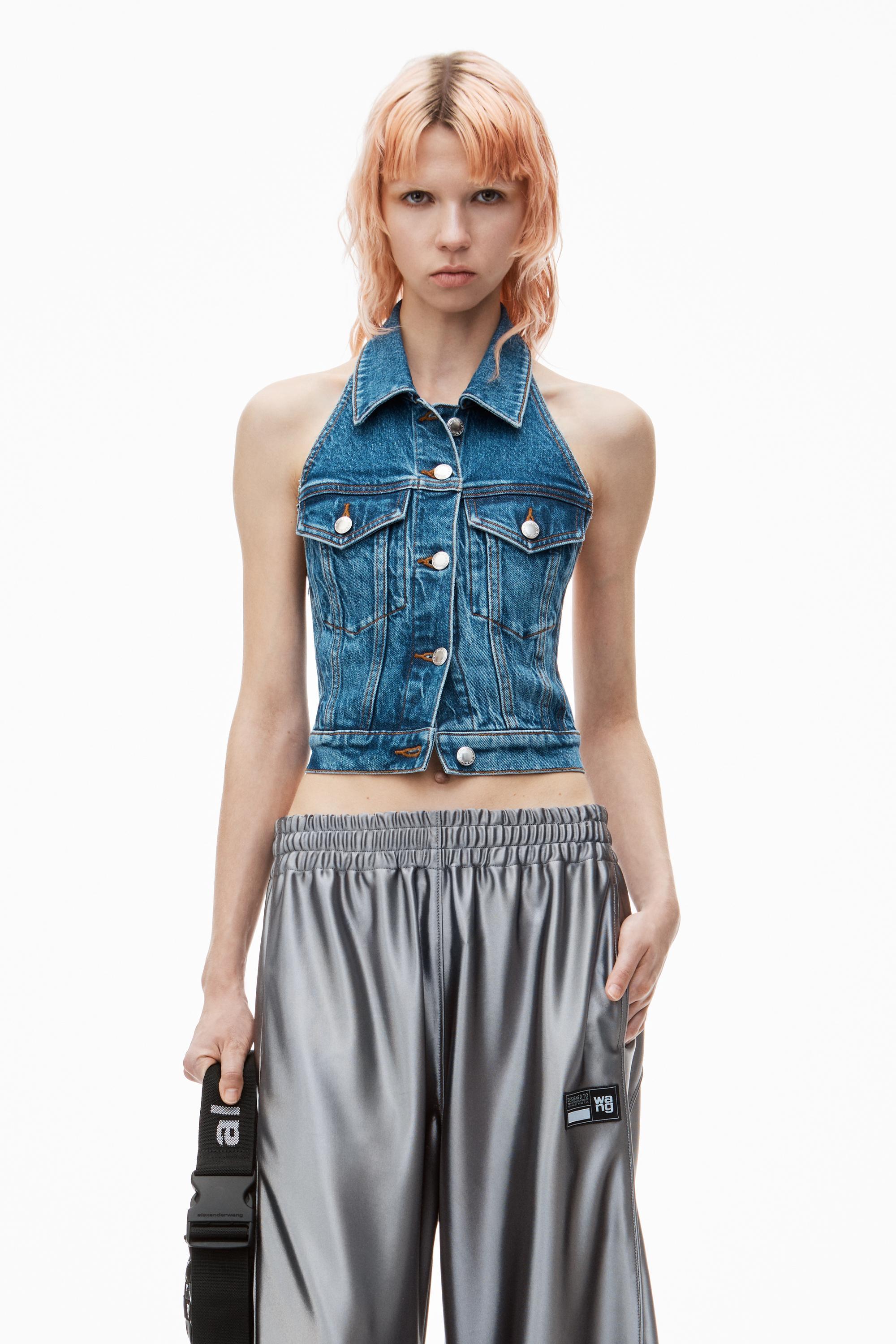 Stretch Denim Halter Top Product Image