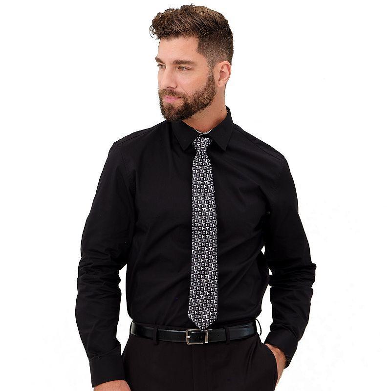 Mens Nick Graham Modern-Fit Stretch Dress Shirt & Tie Set Product Image