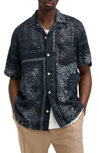 ALLSAINTS Jalisco Bandana Print Camp Shirt In Black Product Image