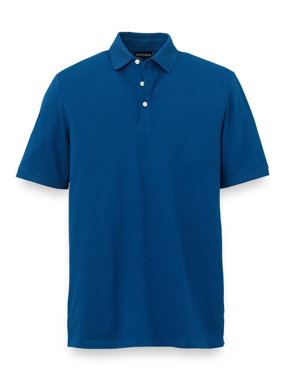 Cotton Blend Three Button Polo - Navy Product Image