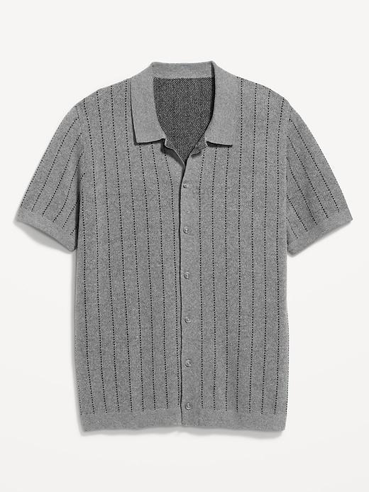 Button-Down Striped Sweater Product Image