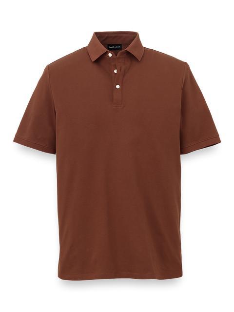 Cotton Blend Three Button Polo - Brown Product Image