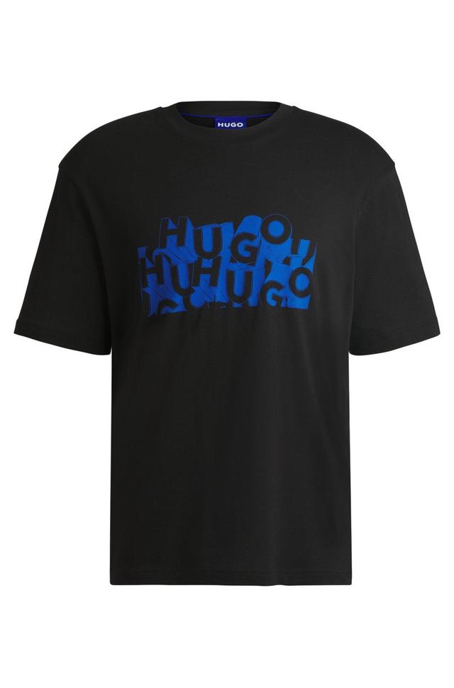 HUGO - Regular-fit T-shirt in cotton with logo graphic - Black Product Image