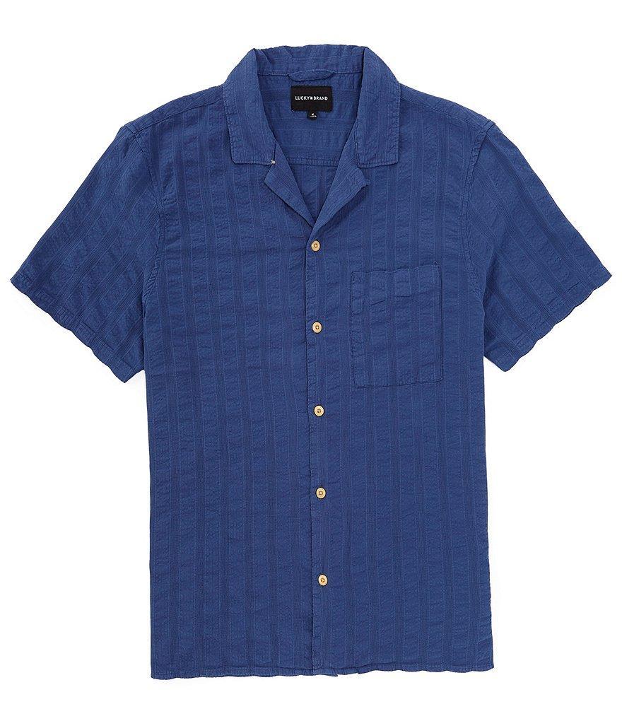 Lucky Brand Solid Seersucker Camp Short Sleeve Shirt Product Image