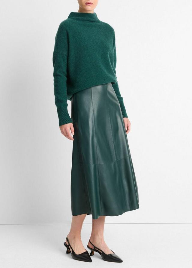 Mid-Rise Flared Leather Skirt Product Image