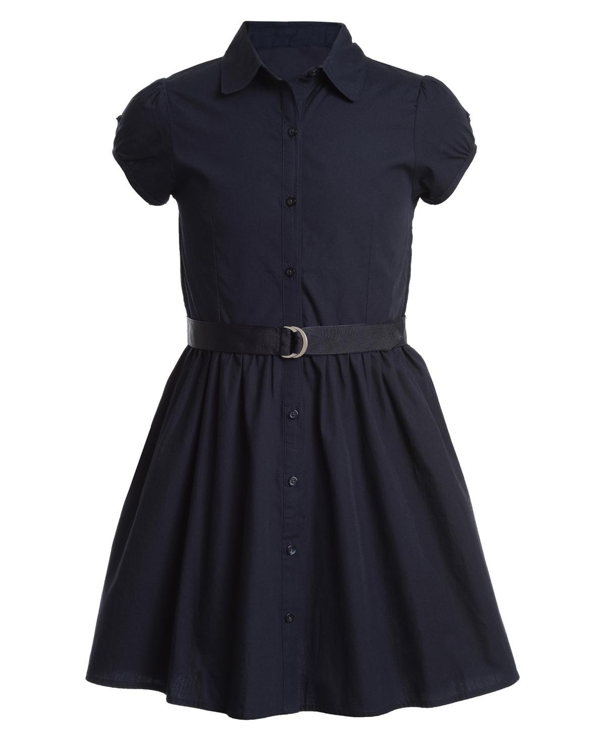 Nautica Little Girls Uniform Belted Poplin Shirt Dress Product Image