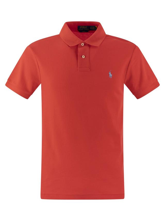 Slim Fit Pique Polo Shirt In Red Product Image