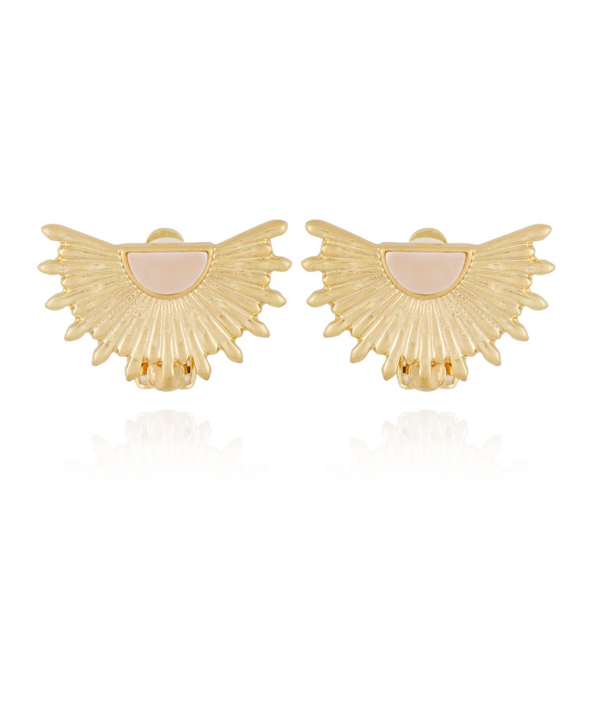 Womens Metallic Half Sun Rose Quartz Stone Clip-On Earrings - Gold-Tone Product Image