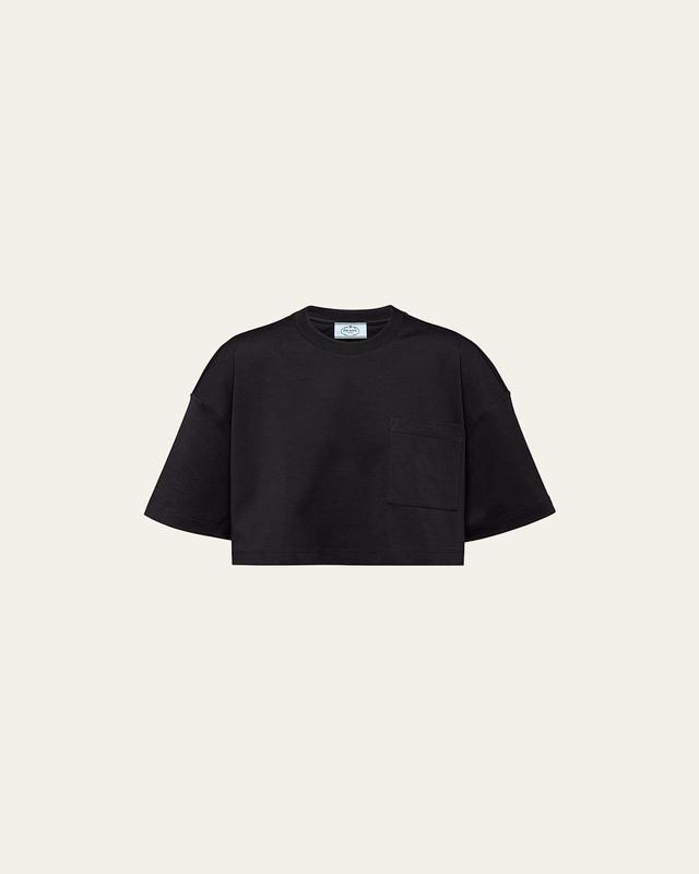 Interlock Knit Cropped Cotton T-Shirt Product Image