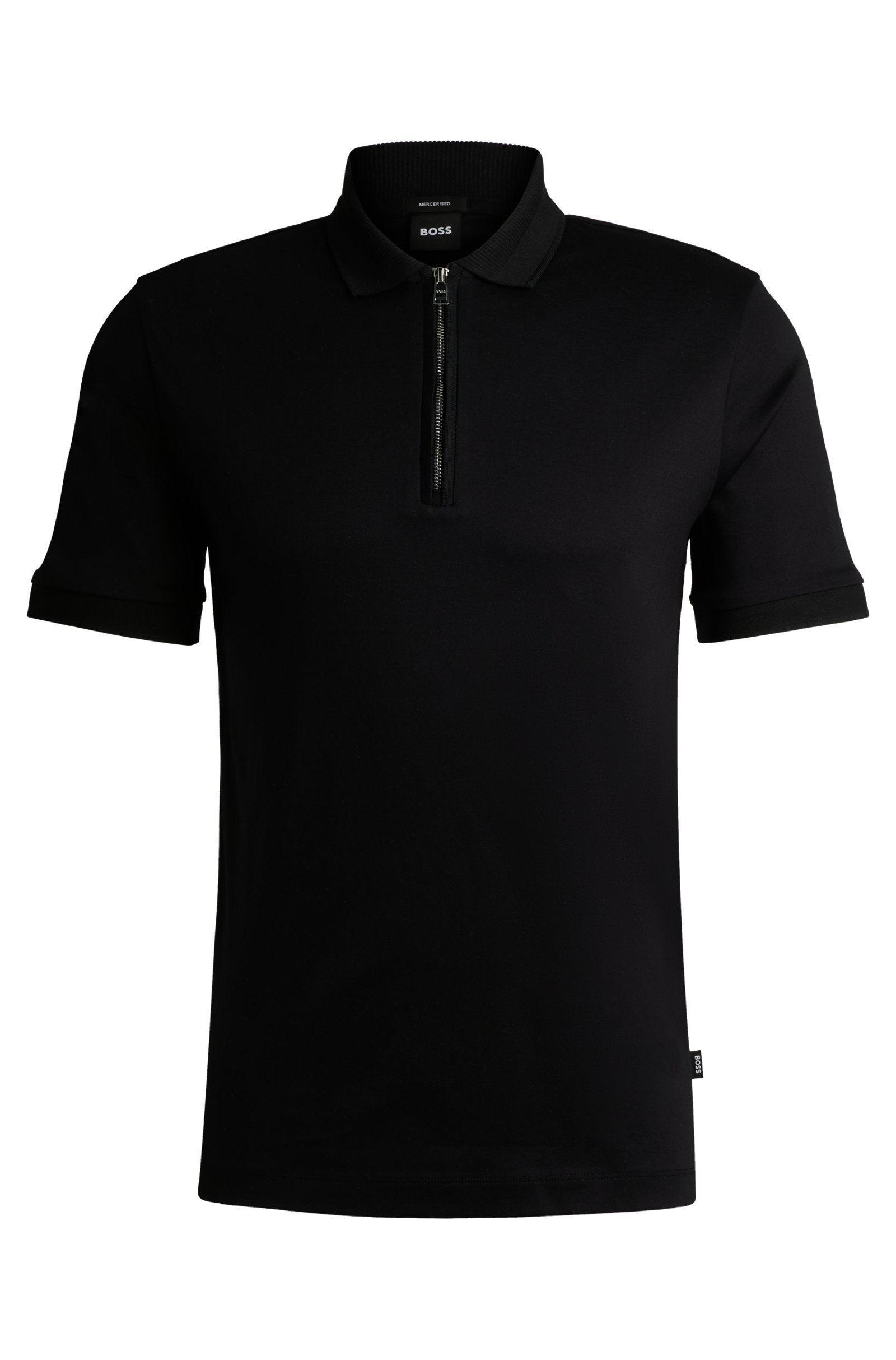 Boss Mercerized Cotton Slim-Fit Polo shirt with Zip neck Male Product Image