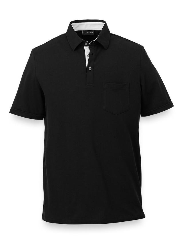 Cotton Blend Three Button Polo - White Product Image