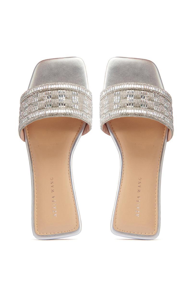 AZALEA WANG STAZIE SILVER EMBELLISHED SANDAL Product Image