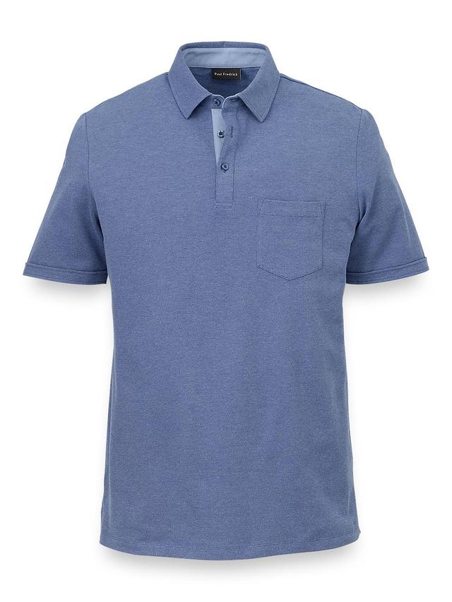 Cotton Blend Three Button Polo - Blue Product Image