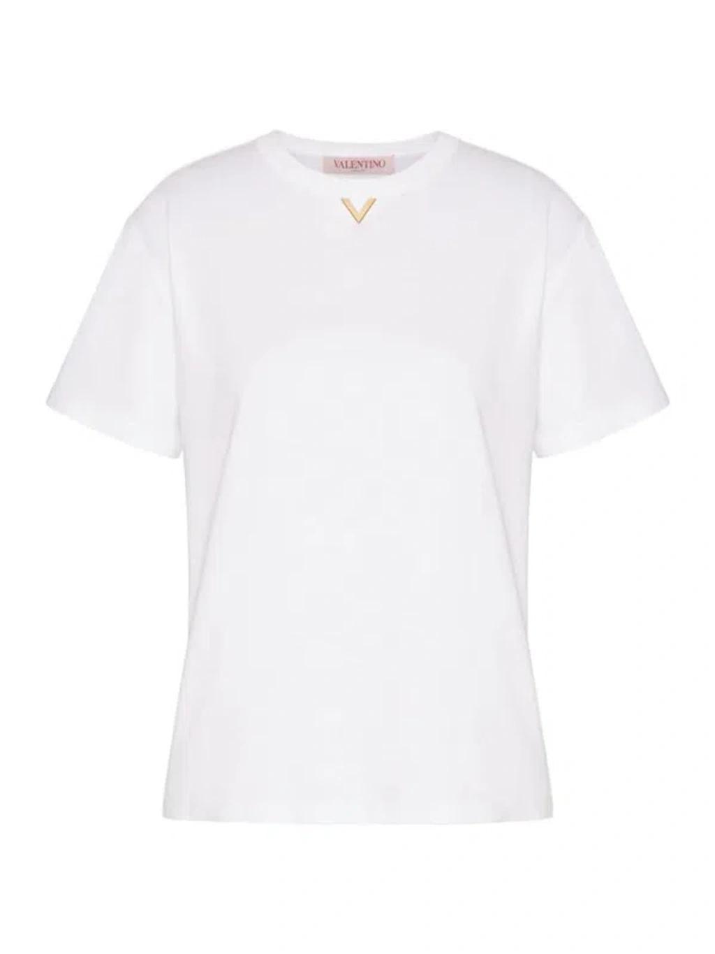 VALENTINO Vgold Cotton T-shirt In White Product Image