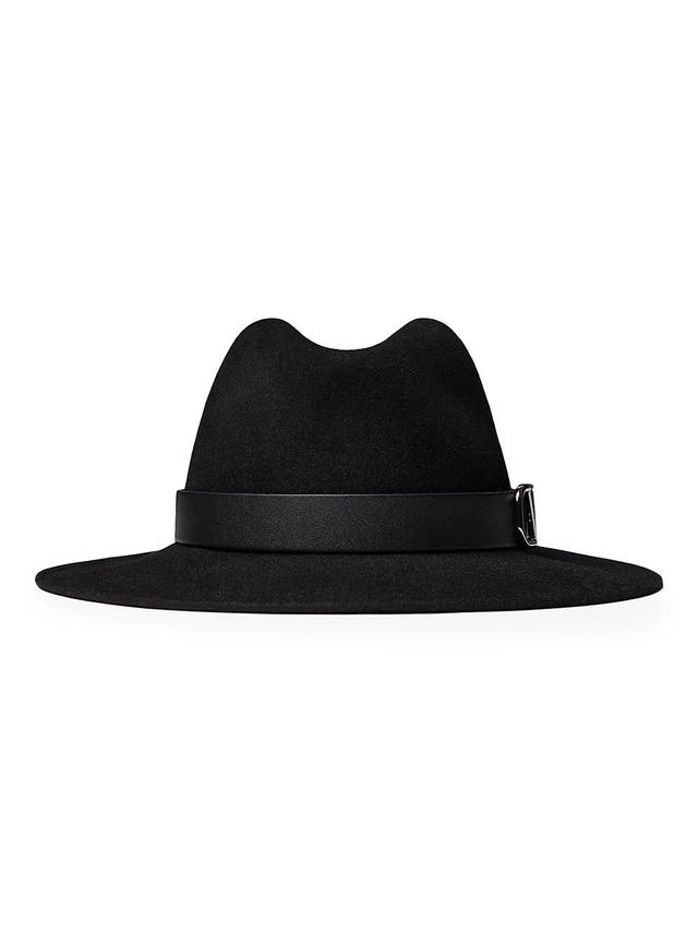 Womens VLogo Signature Rabbit Fur and Leather Fedora Hat Product Image