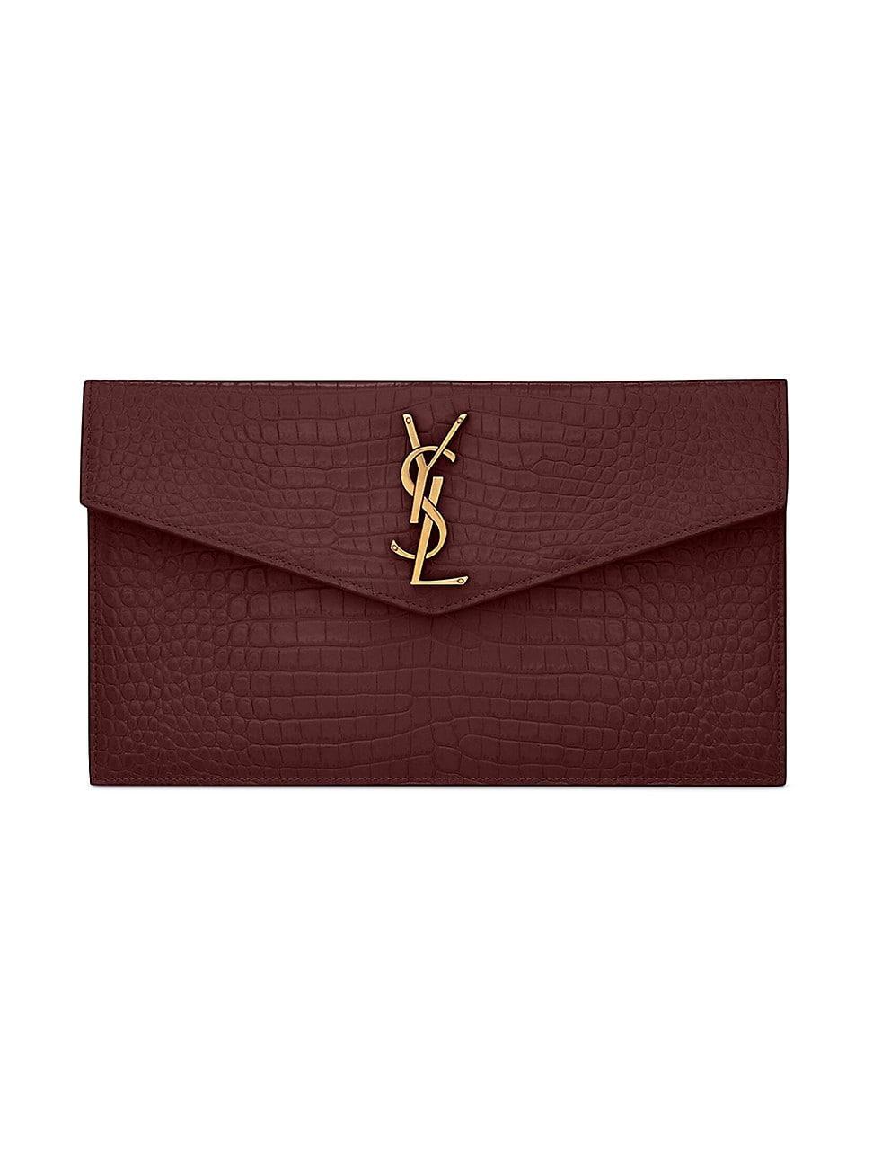 Womens Uptown Pouch in Crocodile-Embossed Shiny Leather Product Image