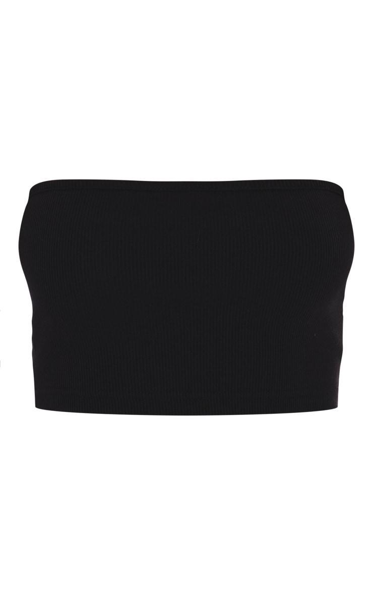  Black Soft Basic Ribbed Bandeau Crop Top Product Image