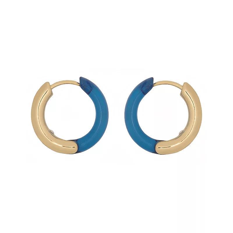 LC Lauren Conrad Gold Tone Delicate Small Hoop Earrings, Womens, Blue Product Image