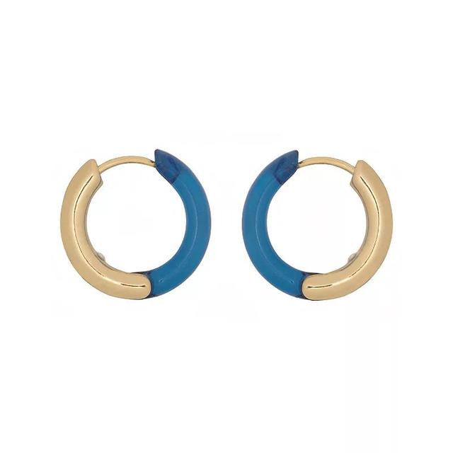 LC Lauren Conrad Gold Tone Delicate Small Hoop Earrings, Womens, Blue Product Image