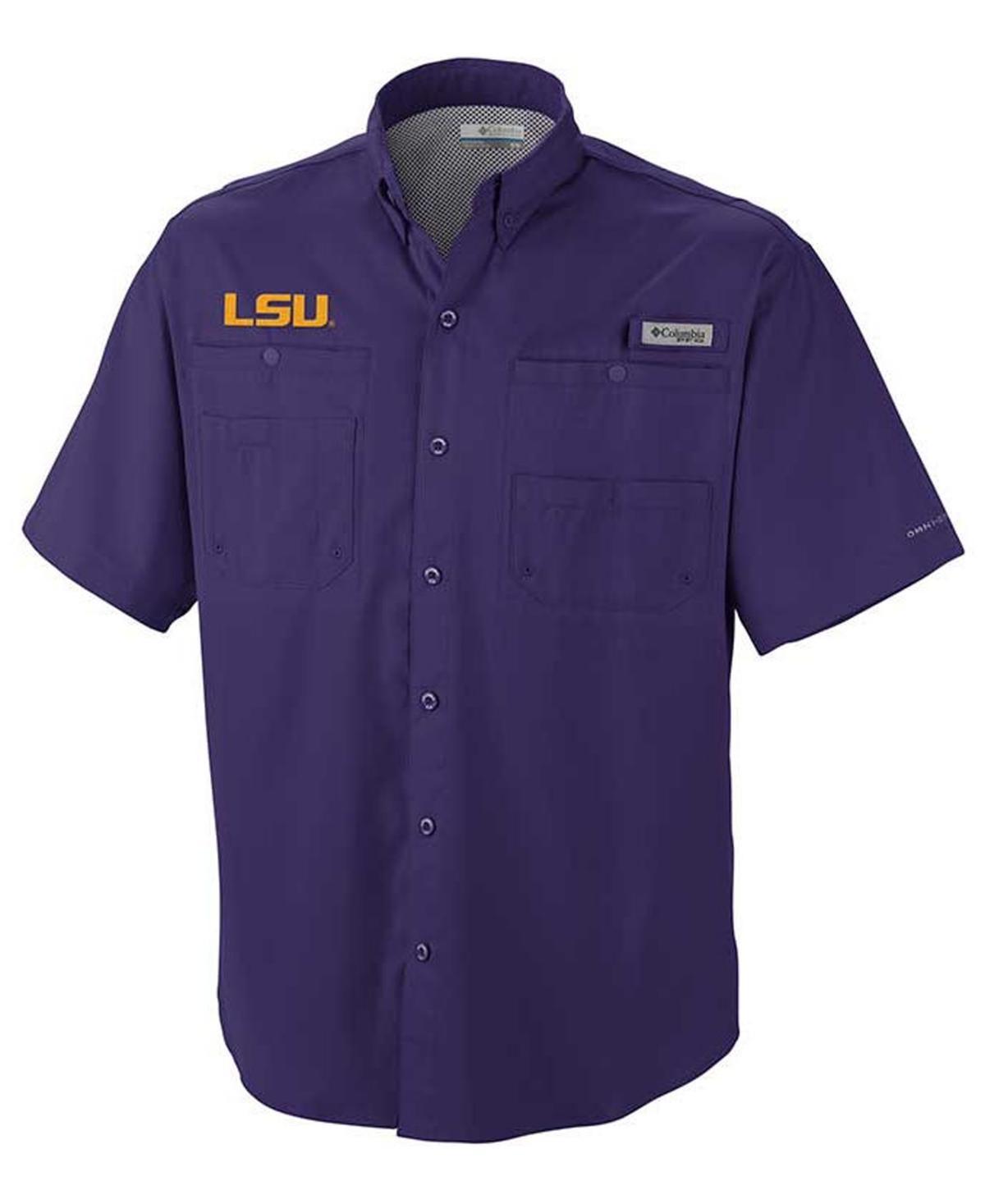 Columbia Mens Collegiate PFG Tamiami Short Sleeve Shirt - LSU- Product Image