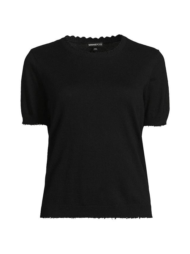 Womens Cotton-Cashmere Frayed Boxy T-Shirt Product Image