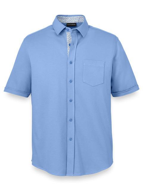 Cotton Button Front Polo - Light Blue Product Image