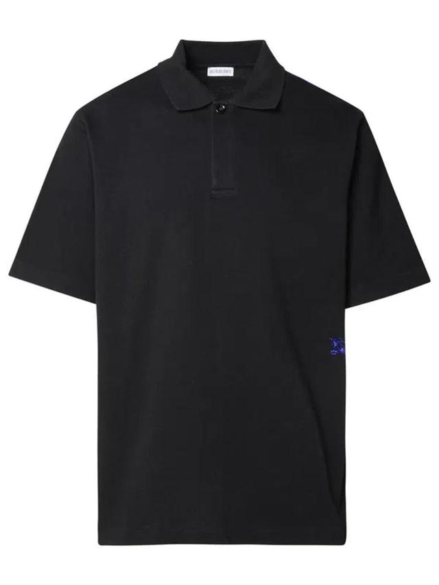 Man  Black Cotton Polo Shirt Product Image