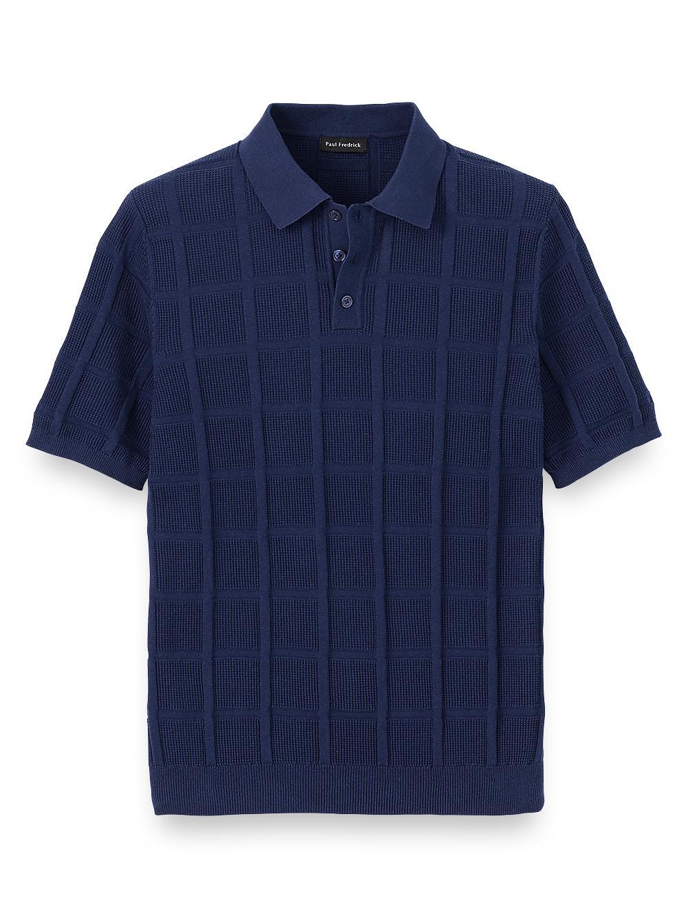 Cotton Three Button Polo - Navy Product Image