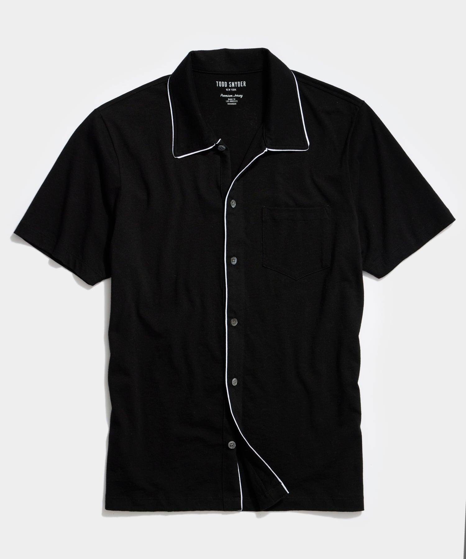 Made in L.A. Montauk Tipped Full Placket Polo in Black Product Image