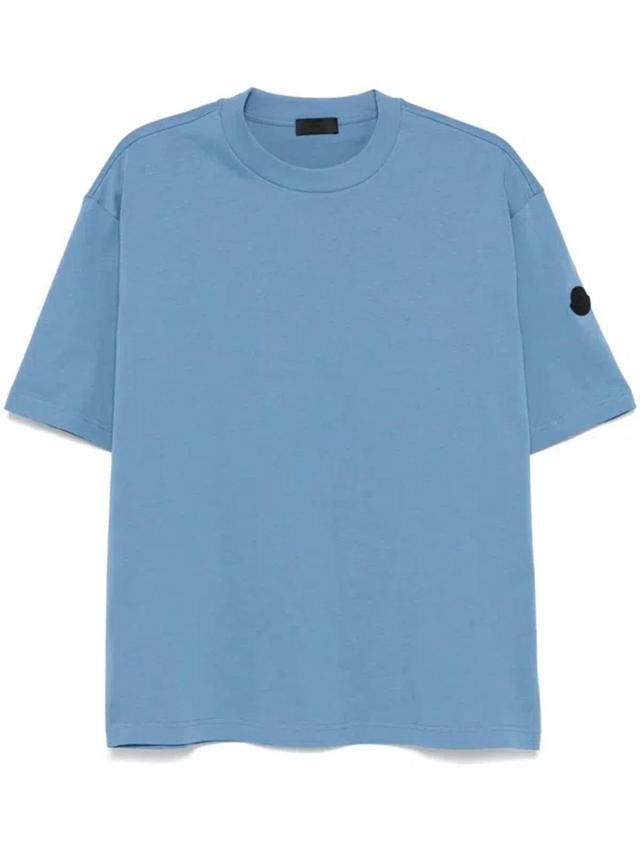 MONCLER Cotton T-shirt In Blue Product Image