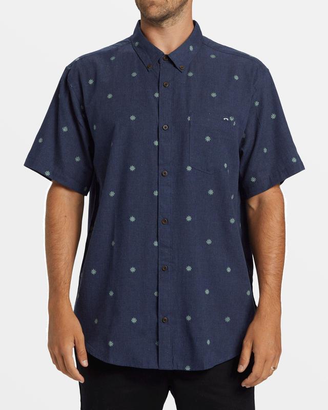 All Day Jacquard Short Sleeve Shirt - Dusty Navy Male Product Image