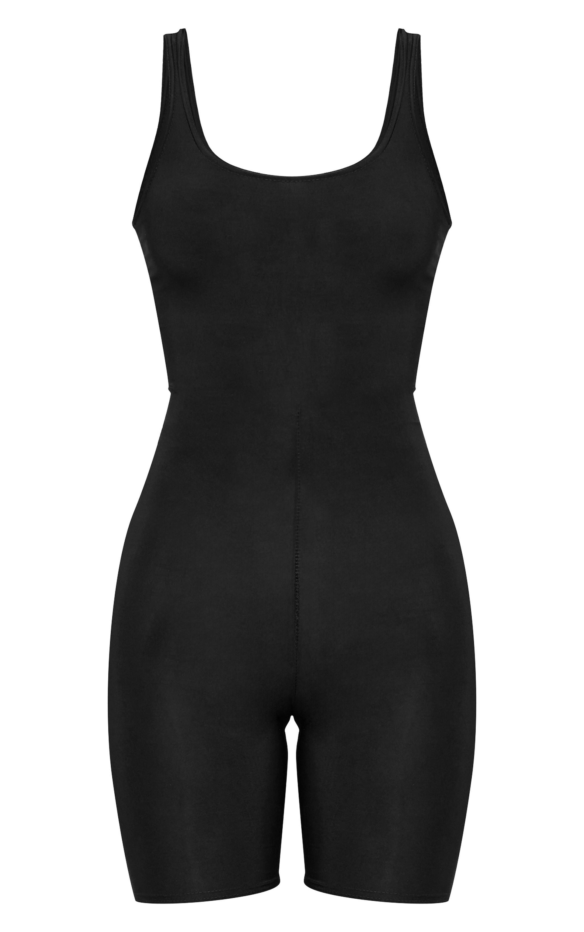 Black Scoop Neck Slinky Unitard  Product Image