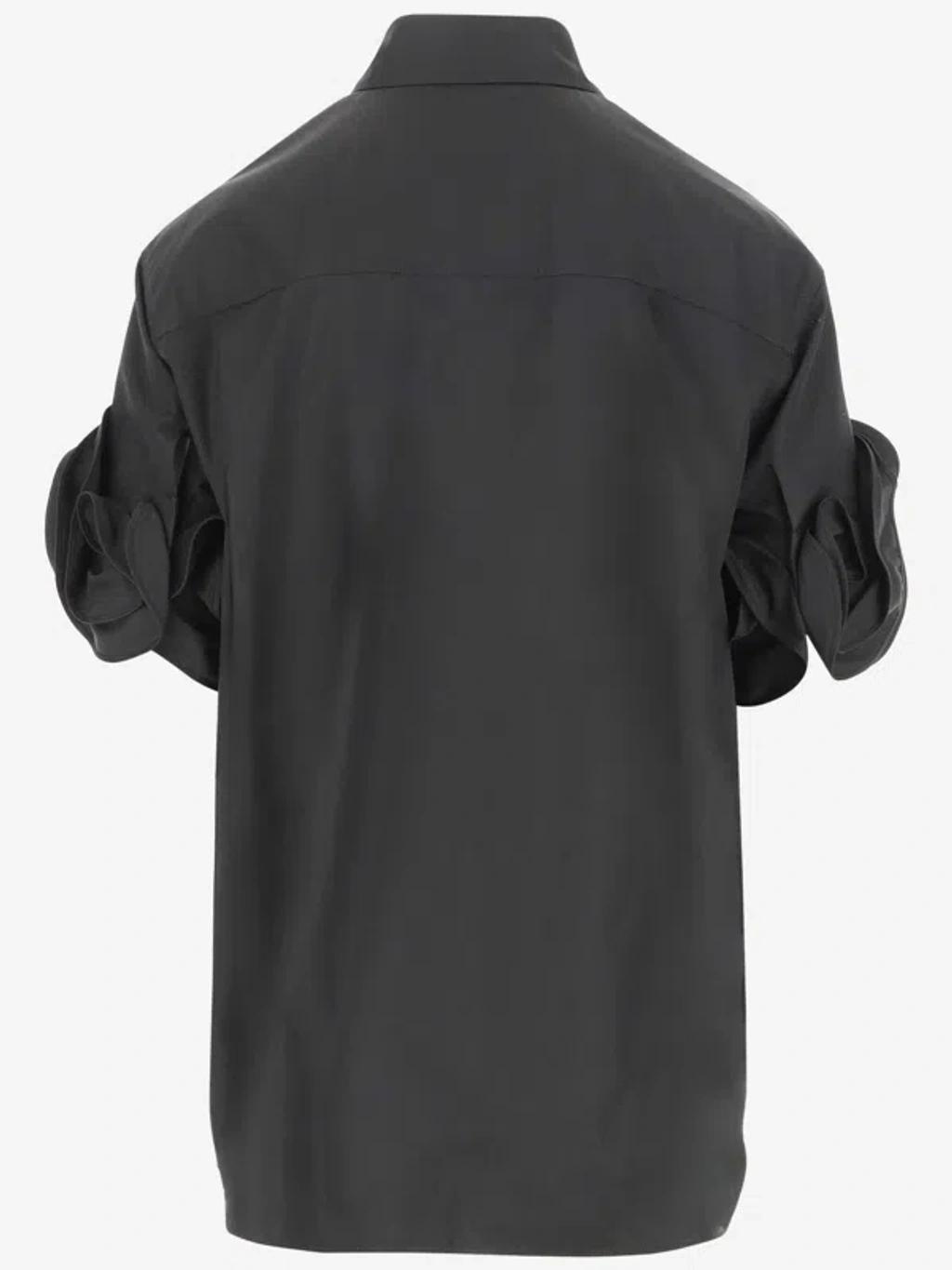 VALENTINO Bluse Aus Compact Popeline Frau Schwarz 40 In Black Product Image