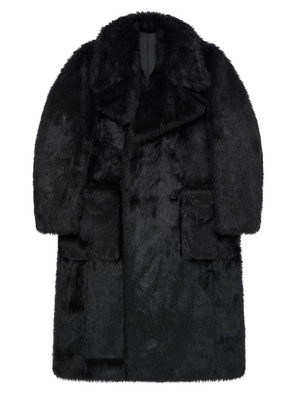 Womens Double Breasted Coat in Faux Fur Product Image