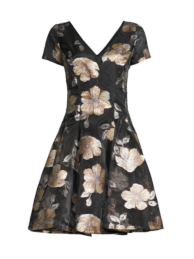 Womens Floral Jacquard Fit & Flare Minidress Product Image