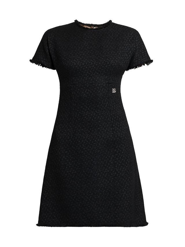 Womens Wool-Tweed Short-Sleeve Dress Product Image