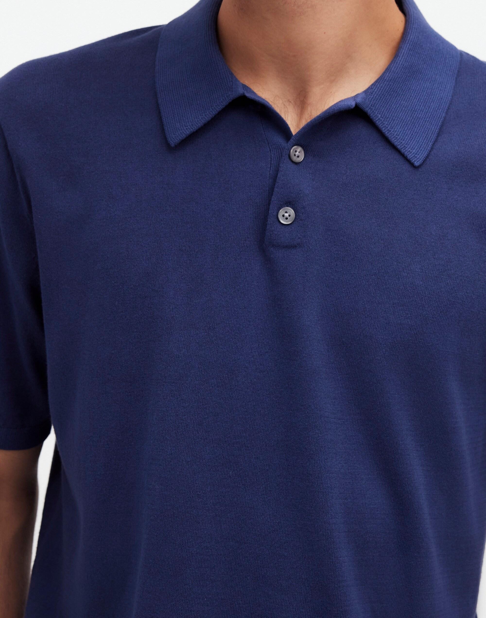 Three-Button Sweater Polo Shirt in Garment Dye Product Image